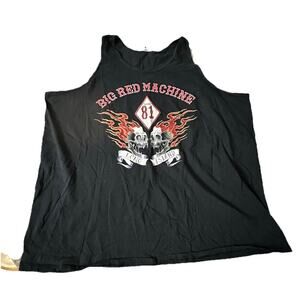 Big Red Machine Tank Top Flames Biker Motorcycle Sz 3x Black